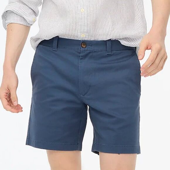 j. Crew Factory lo923 Blue 7" Flex Chino Short For Men NWT size 32 - Picture 1 of 10
